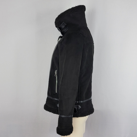 ZARA FAUX SUEDE DOUBLE FACED LONG JACKET BLACK US WOMEN'S SMALL - Picture 10 of 16